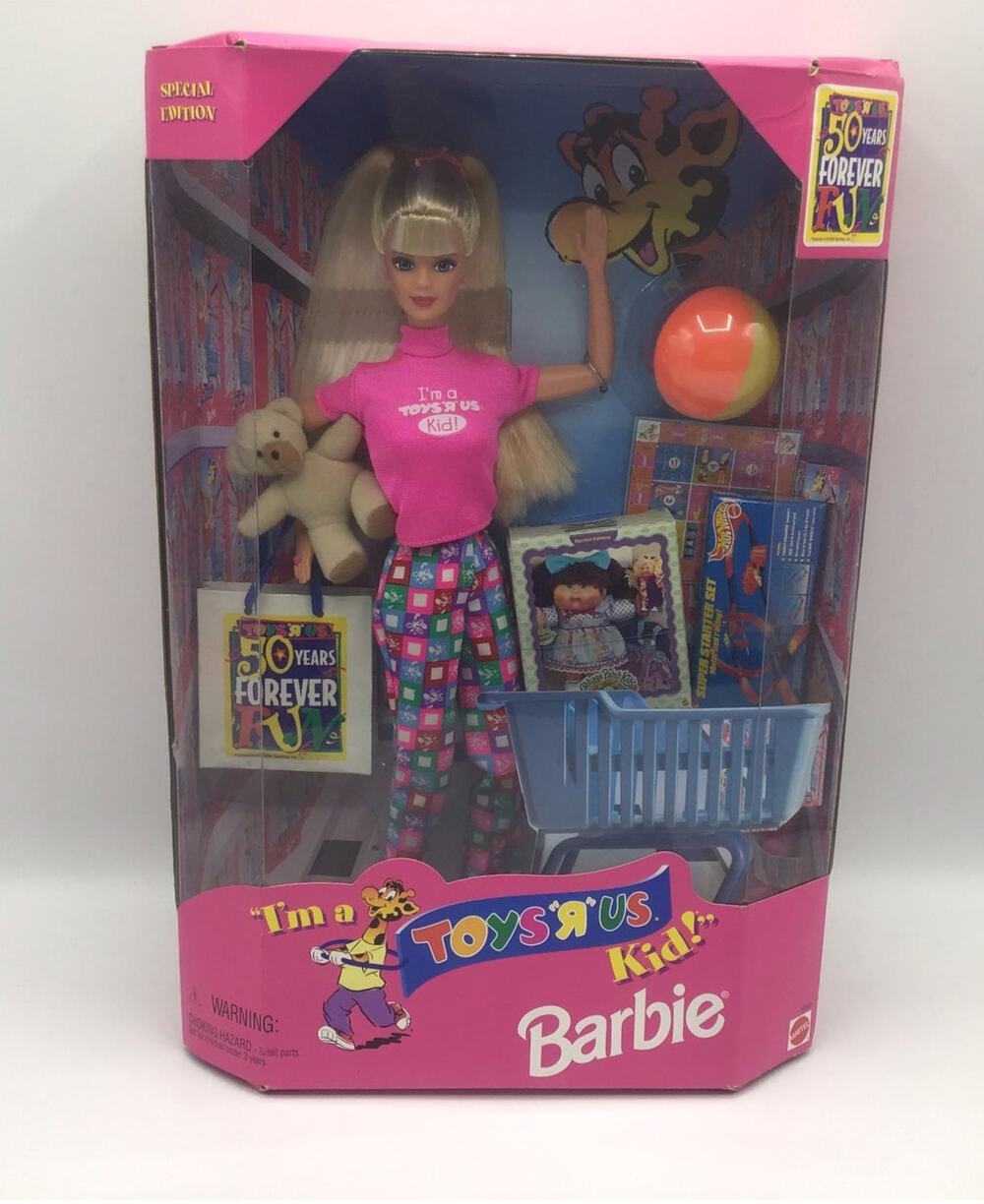 1997 Toys R Us Kid Barbie 50 Years Forever Fun Hot Wheels Cabbage Patch Doll NIB